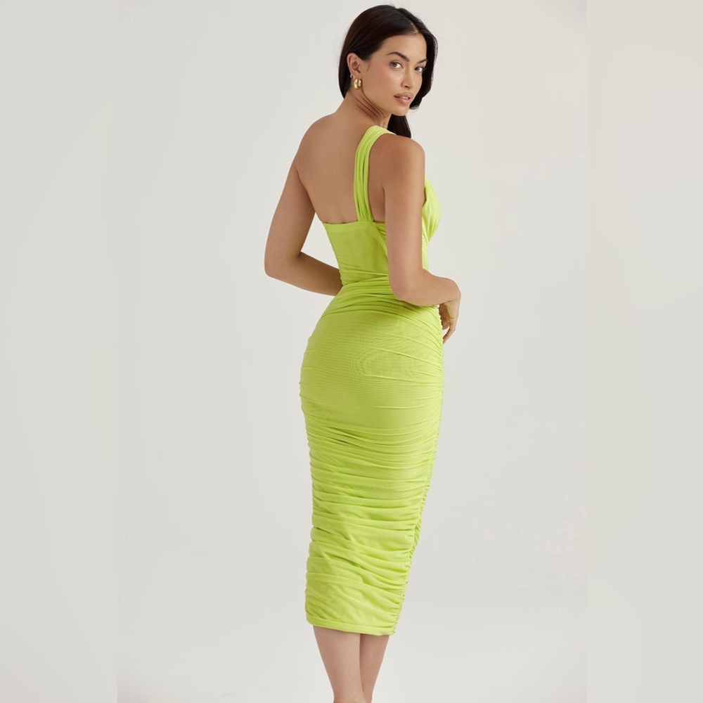 NWT House of CB Valentina Lime Asymmetric Cutout Midi Dress Size XS - Picture 3 of 14